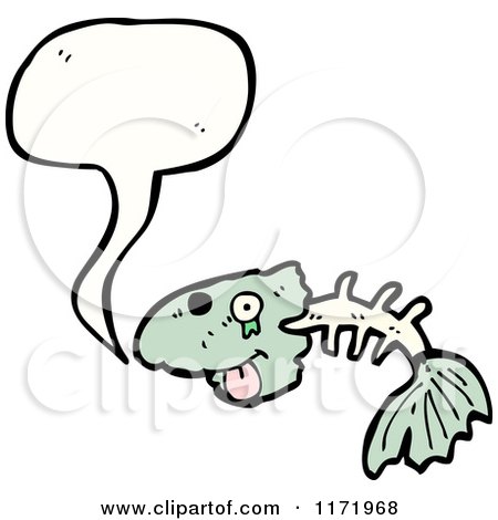 Cartoon of a Talking Fish Bone - Royalty Free Vector Clipart by lineartestpilot