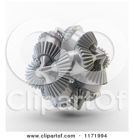 Clipart of a 3d Brain Made of Gears - Royalty Free CGI Illustration by Mopic