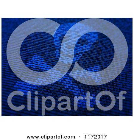 Clipart of a Malware Skull and Crossbone in Blue Binary Coe - Royalty Free CGI Illustration by Mopic