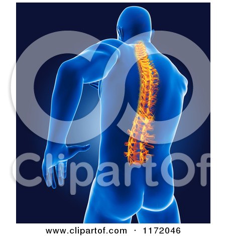 Clipart of a 3d Xray Man with a Glowing Spine - Royalty Free CGI Illustration by KJ Pargeter