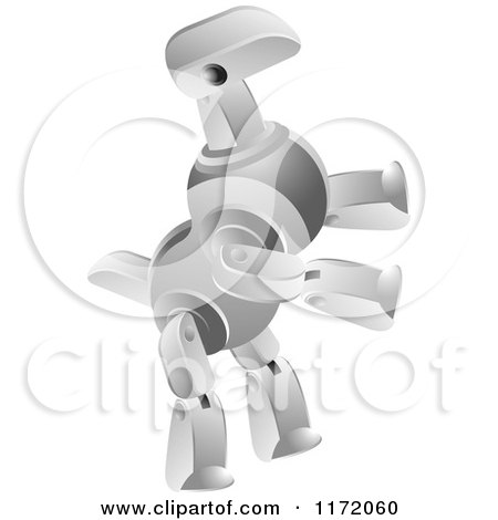 Clipart of a Silver Robot Dog Standing on Its Hind Legs - Royalty Free Vector Illustration by Lal Perera