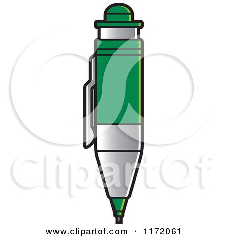 Clipart of a Green Drafting Pencil - Royalty Free Vector Illustration by Lal Perera