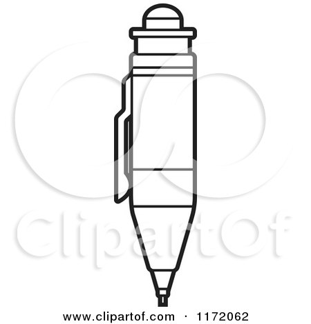 Clipart of a Black and White Drafting Pencil - Royalty Free Vector Illustration by Lal Perera