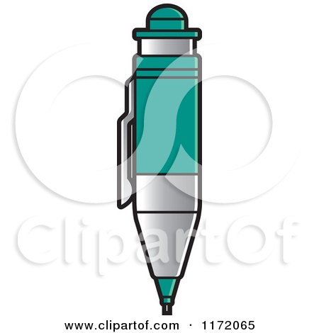 Clipart of a Turquoise Drafting Pencil - Royalty Free Vector Illustration by Lal Perera