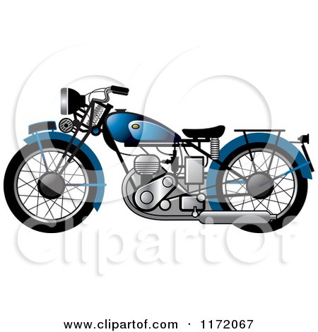 Clipart of a Blue Vintage Motorcycle - Royalty Free Vector Illustration by Lal Perera