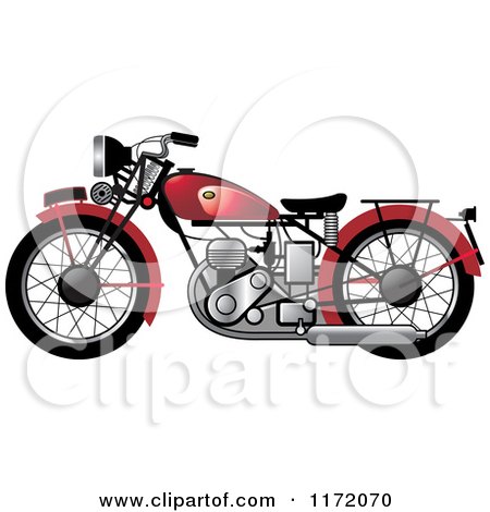 Clipart of a Red Vintage Motorcycle - Royalty Free Vector Illustration by Lal Perera