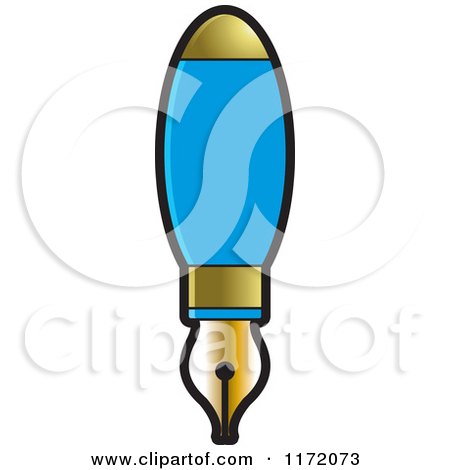 Clipart of a Blue and Gold Fountain Pen - Royalty Free Vector Illustration by Lal Perera