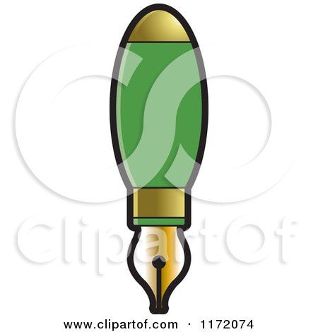 Clipart of a Green and Gold Fountain Pen - Royalty Free Vector Illustration by Lal Perera
