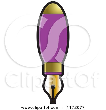 Clipart of a Purple and Gold Fountain Pen - Royalty Free Vector Illustration by Lal Perera