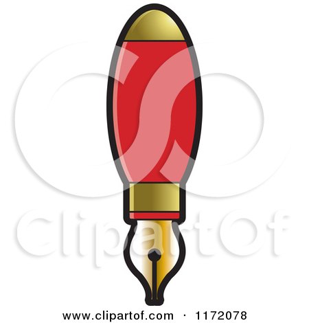 Clipart of a Red and Gold Fountain Pen - Royalty Free Vector Illustration by Lal Perera
