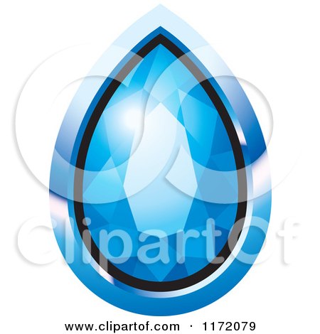Clipart of a Tear Drop Blue Diamond or Gemstone with a Frame - Royalty Free Vector Illustration by Lal Perera