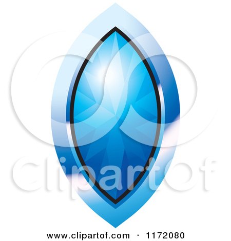 Clipart of a Long Blue Diamond or Gemstone with a Frame - Royalty Free Vector Illustration by Lal Perera