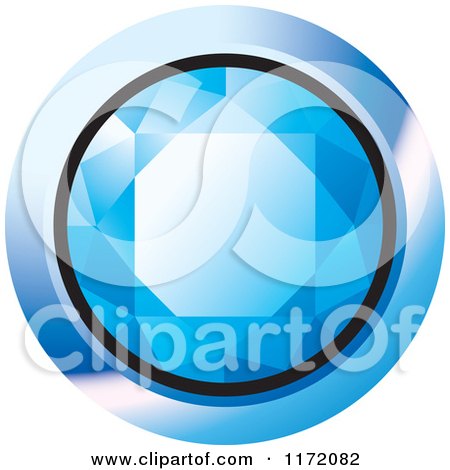 Clipart of a Round Blue Diamond or Gemstone with a Frame - Royalty Free Vector Illustration by Lal Perera