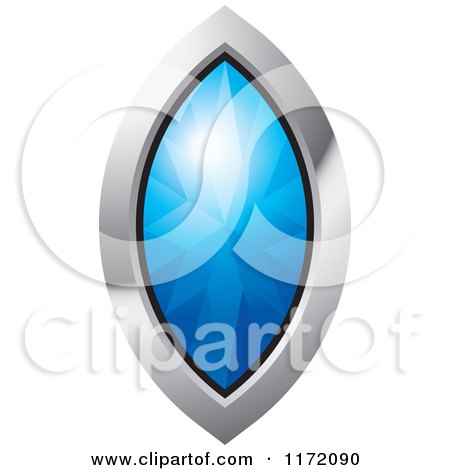 Clipart of a Long Blue Diamond or Gemstone with a Silver Frame - Royalty Free Vector Illustration by Lal Perera