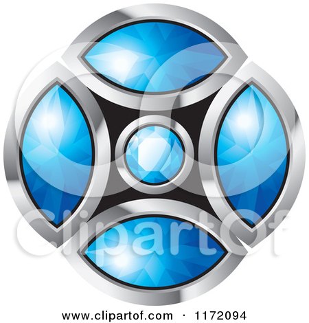 Clipart of a Blue Diamond Pendant with Chrome Framing - Royalty Free Vector Illustration by Lal Perera