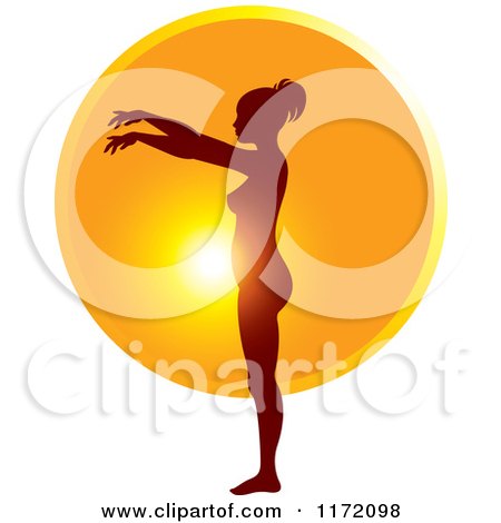 Clipart of a Pregnant Woman Silhouetted Against the Sun Showing the Growth of Her Belly - Royalty Free Vector Illustration by Lal Perera
