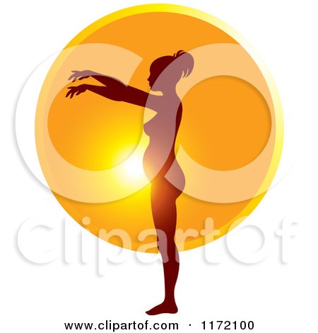 Clipart of a Pregnant Woman Silhouetted Against the Sun Showing the Growth of Her Belly 3 - Royalty Free Vector Illustration by Lal Perera
