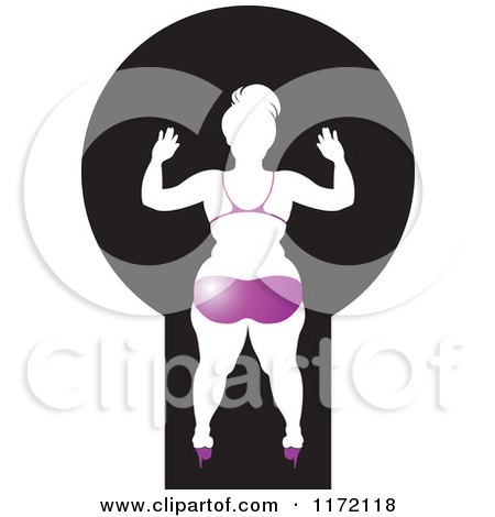 Clipart of a Chubby Woman in a Purple Bikini Through a Key Hole - Royalty Free Vector Illustration by Lal Perera