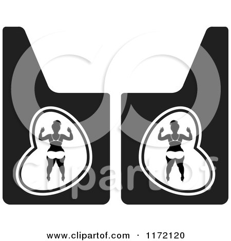 Clipart of a Chubby Woman in a Bikini on Vehicle Mud Flaps 2 - Royalty Free Vector Illustration by Lal Perera