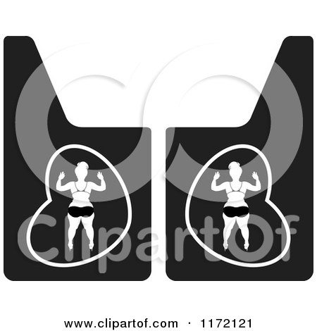 Clipart of a Chubby Woman in a Bikini on Vehicle Mud Flaps 3 - Royalty Free Vector Illustration by Lal Perera