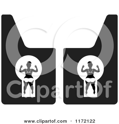 Clipart of a Chubby Woman in a Bikini on Vehicle Mud Flaps 4 - Royalty Free Vector Illustration by Lal Perera