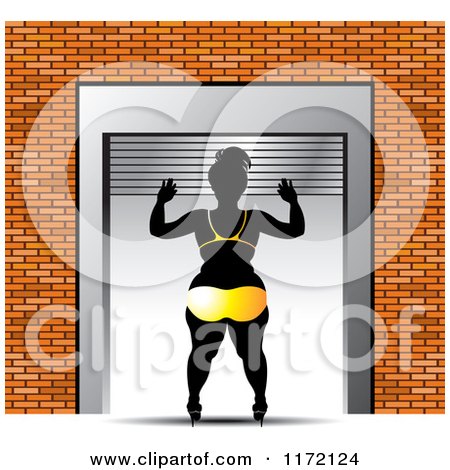 Clipart of a Chubby Woman Opening a Roller Door in a Yellow Bikini - Royalty Free Vector Illustration by Lal Perera