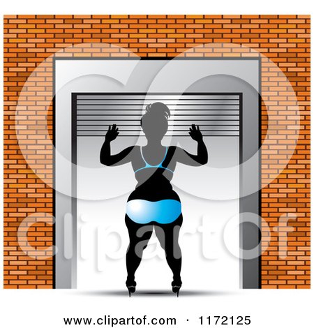 Clipart of a Chubby Woman Opening a Roller Door in a Blue Bikini - Royalty Free Vector Illustration by Lal Perera
