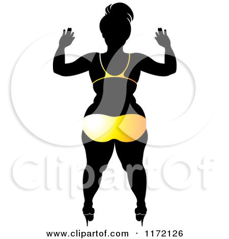 Clipart of a Chubby Woman in a Yellow Bikini - Royalty Free Vector Illustration by Lal Perera