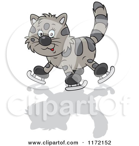 Cartoon of a Cat Ice Skating - Royalty Free Vector Clipart by Alex Bannykh