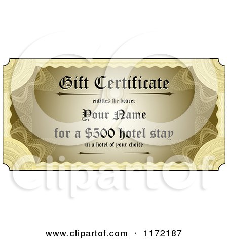 Clipart of a Golden Gift Certificate with Sample Text - Royalty Free Vector Illustration by stockillustrations