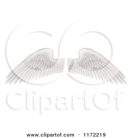 Clipart of Spread White Feathered Wings - Royalty Free Vector Illustration by AtStockIllustration