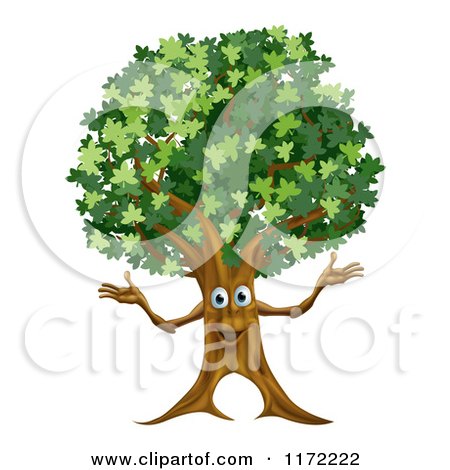 Cartoon of a Happy Tree Mascot - Royalty Free Vector Clipart by AtStockIllustration