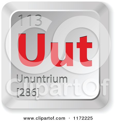 Clipart of a 3d Red and Silver Ununtrium Chemical Element Keyboard Button - Royalty Free Vector Illustration by Andrei Marincas