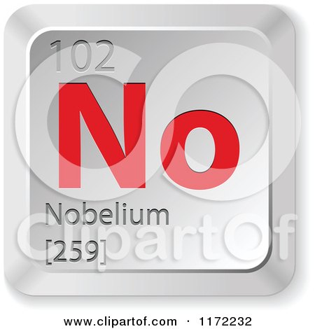 Clipart of a 3d Red and Silver Nobelium Chemical Element Keyboard Button - Royalty Free Vector Illustration by Andrei Marincas