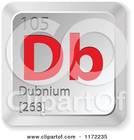 Clipart of a 3d Red and Silver Dubnium Chemical Element Keyboard Button - Royalty Free Vector Illustration by Andrei Marincas