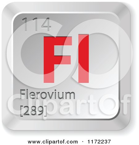 Clipart of a 3d Red and Silver Flerovium Chemical Element Keyboard Button - Royalty Free Vector Illustration by Andrei Marincas