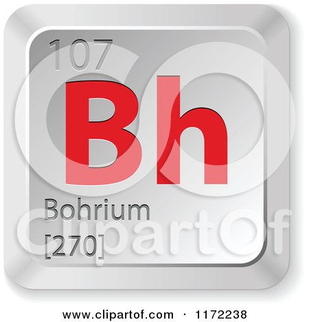 Clipart of a 3d Red and Silver Bohrium Chemical Element Keyboard Button - Royalty Free Vector Illustration by Andrei Marincas