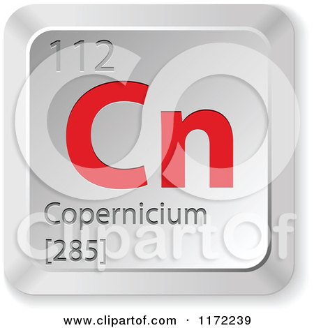 Clipart of a 3d Red and Silver Copernicium Chemical Element Keyboard Button - Royalty Free Vector Illustration by Andrei Marincas