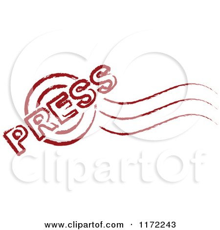 Clipart of a Red PRESS Post Stamp - Royalty Free Vector Illustration by Andrei Marincas