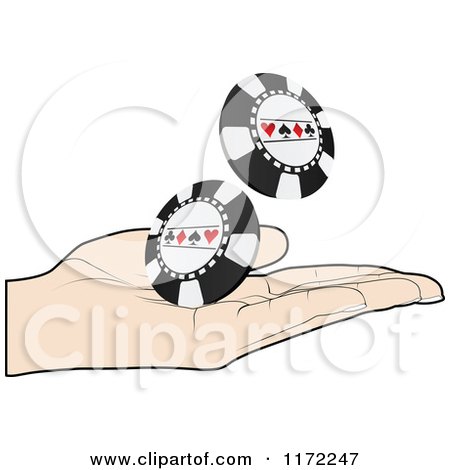Clipart of a Poker Player Hand Holding Chips - Royalty Free Vector Illustration by Andrei Marincas