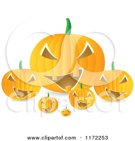 Clipart of a Group of Jackolantern Pumpkins - Royalty Free Vector Illustration by Andrei Marincas