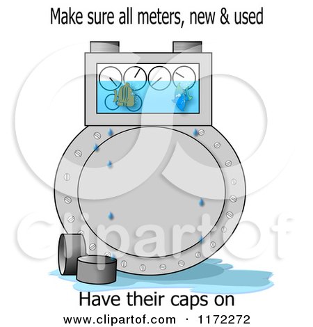 Cartoon of a Capless Gas Meter with Fish Swimming in the Display - Royalty Free Clipart by djart
