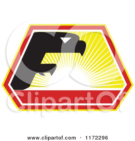 Clipart of a Falcon in the Shape of an F Against a Sunset - Royalty Free Vector Illustration by patrimonio