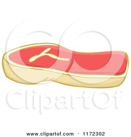 Cartoon of a Raw Steak - Royalty Free Vector Clipart by Hit Toon
