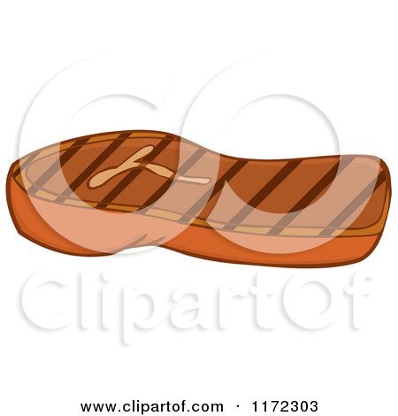 Cartoon of a Grilled Steak - Royalty Free Vector Clipart by Hit Toon