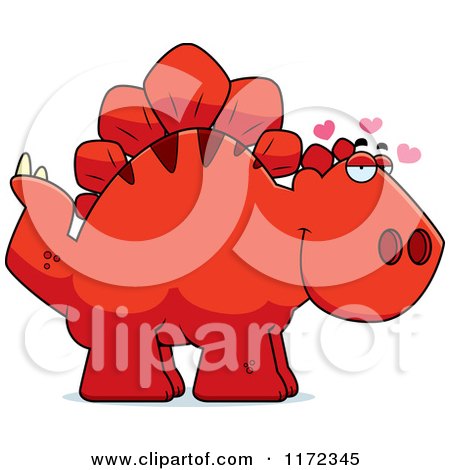 Cartoon of a Loving Red Stegosaurus Dinosaur - Royalty Free Vector Clipart by Cory Thoman