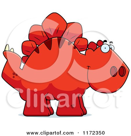 Cartoon of a Happy Red Stegosaurus Dinosaur - Royalty Free Vector Clipart by Cory Thoman