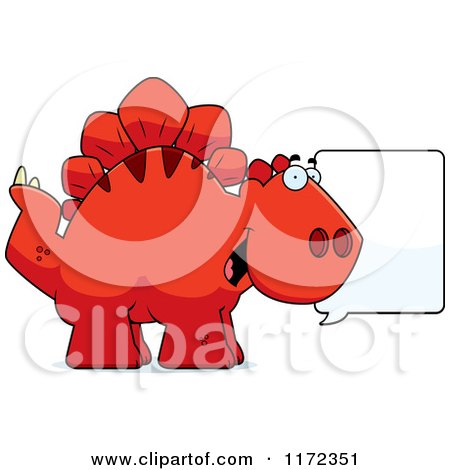 Cartoon of a Talking Red Stegosaurus Dinosaur - Royalty Free Vector Clipart by Cory Thoman