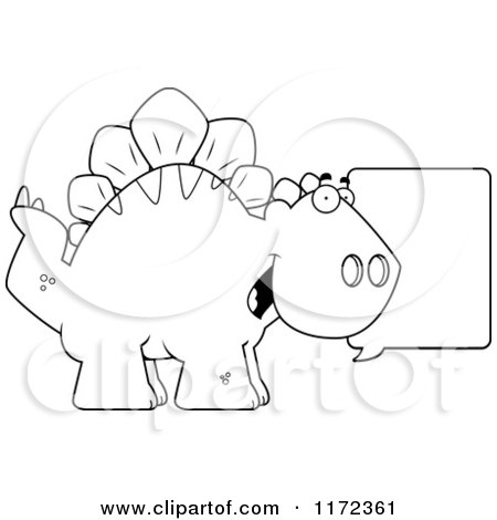 Cartoon Clipart Of A Talking Stegosaurus Dinosaur - Vector Outlined Coloring Page by Cory Thoman