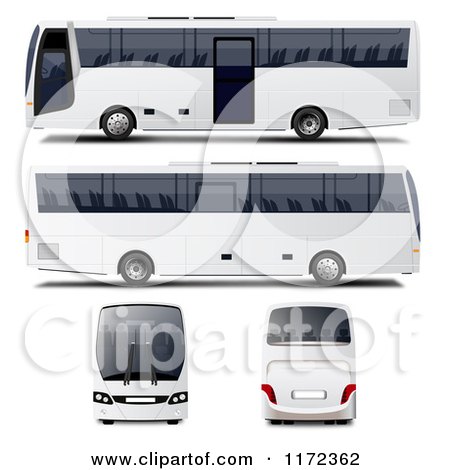 Clipart of White Tour Buses - Royalty Free Vector Illustration by vectorace